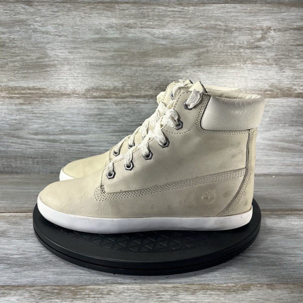 Timberland Woman's Brattleboro Beige Leather Sneaker boots Size 7.5
